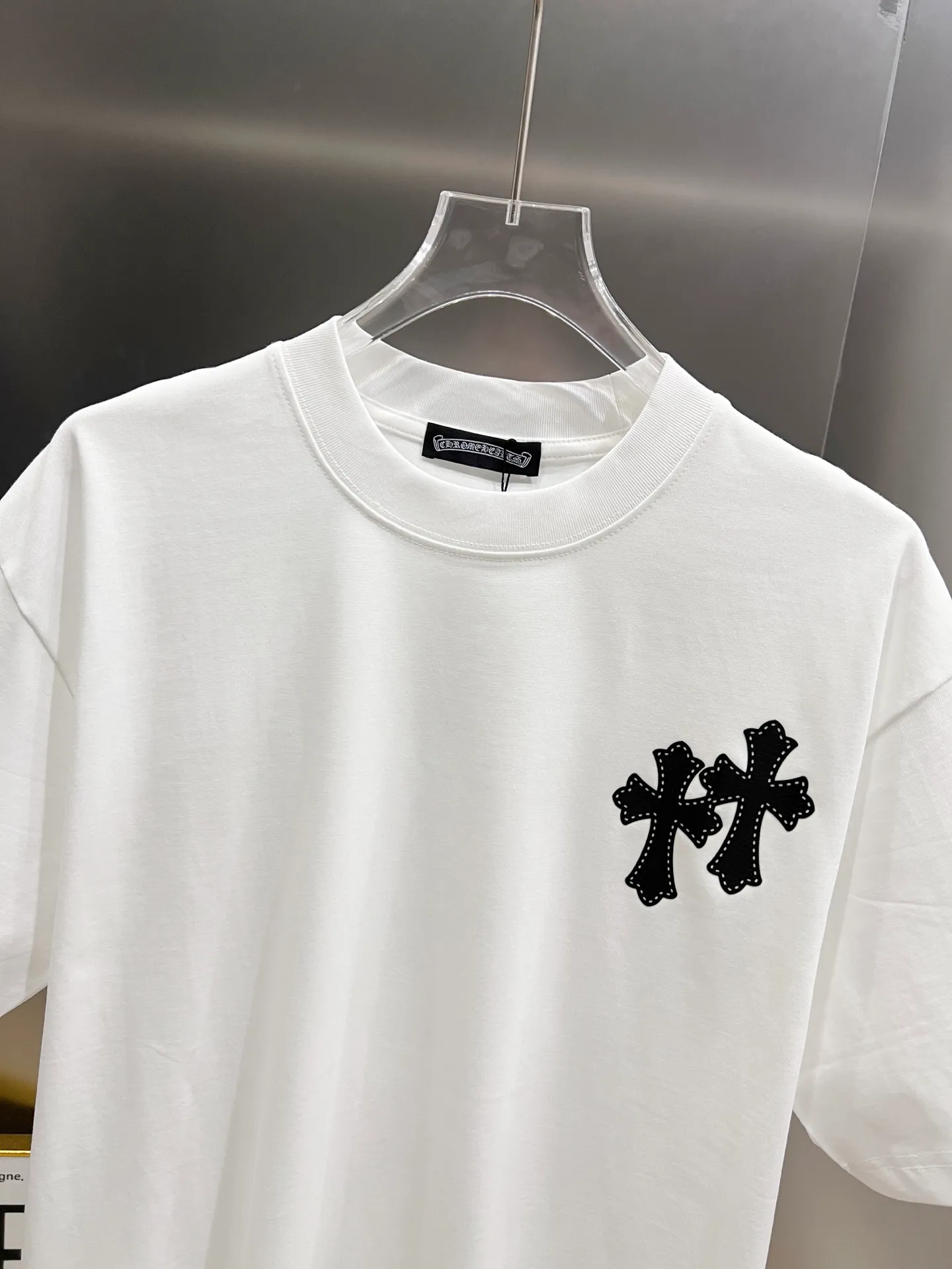 🅿️190 CH Crowe 2025 autumn and winter new short-sleeved T-shirt, cross foam technology + Middle Eastern Australian diamond design technology, the real thing is great🔥Same style for men and women, loose version, size S M L XL XXL five sizes black white
